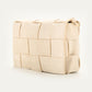 Schoudertas gevlochten beige