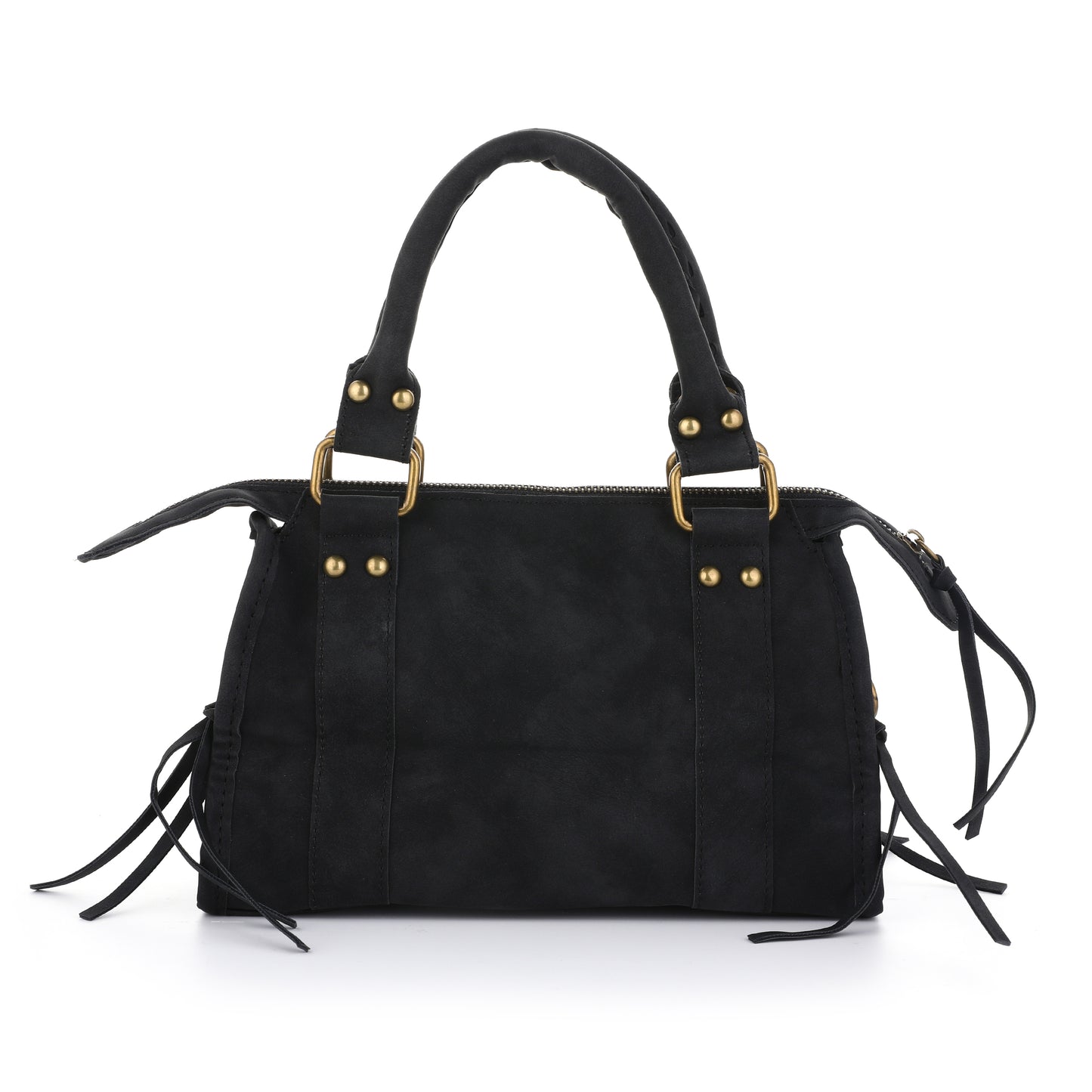 Faux suède handtas zwart M