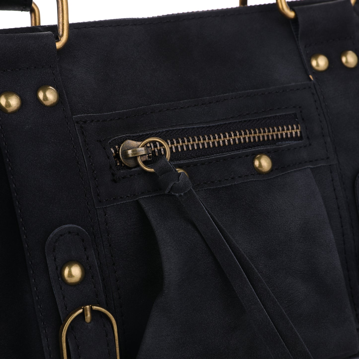 Faux suède handtas zwart M