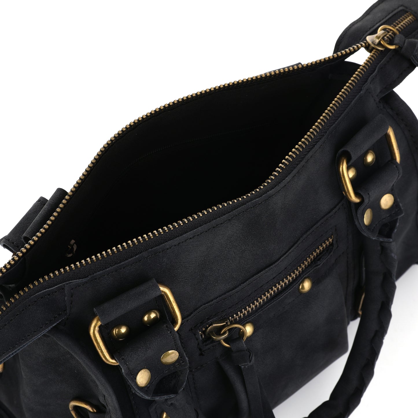 Faux suède handtas zwart M