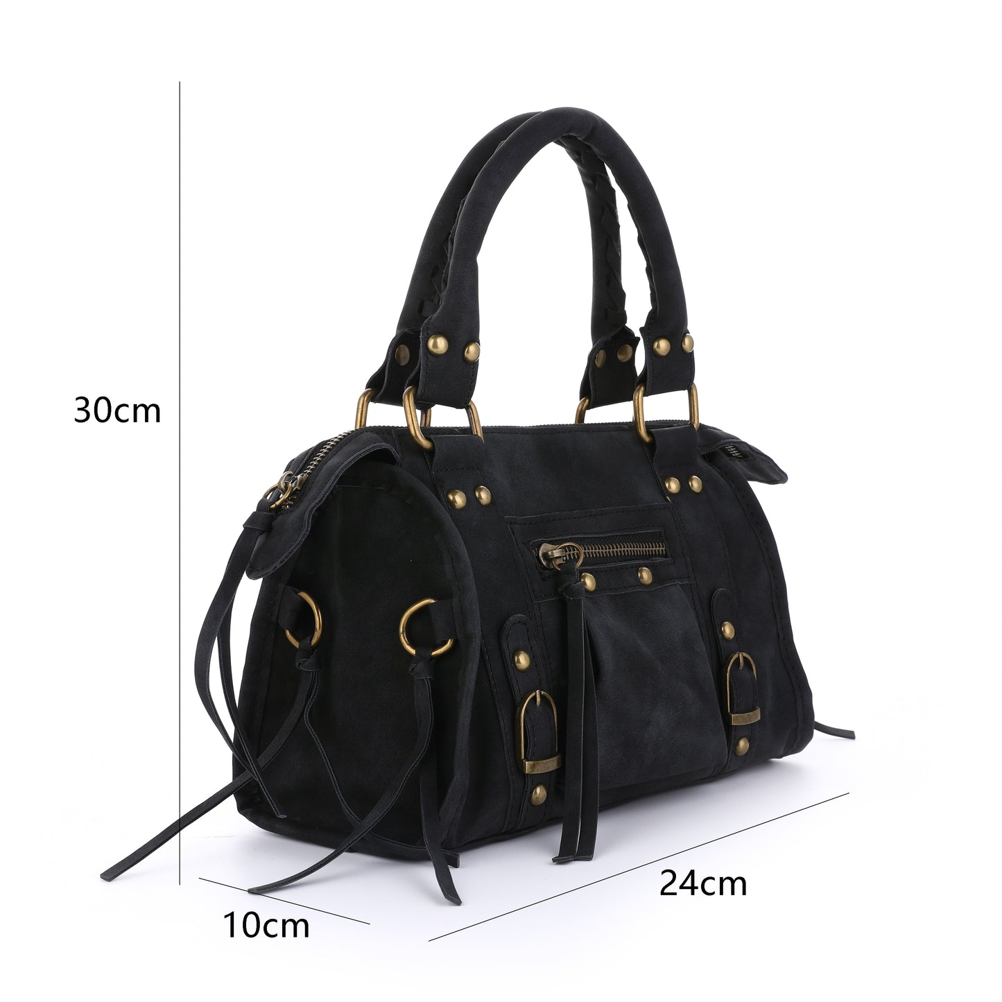 Faux suède handtas zwart M