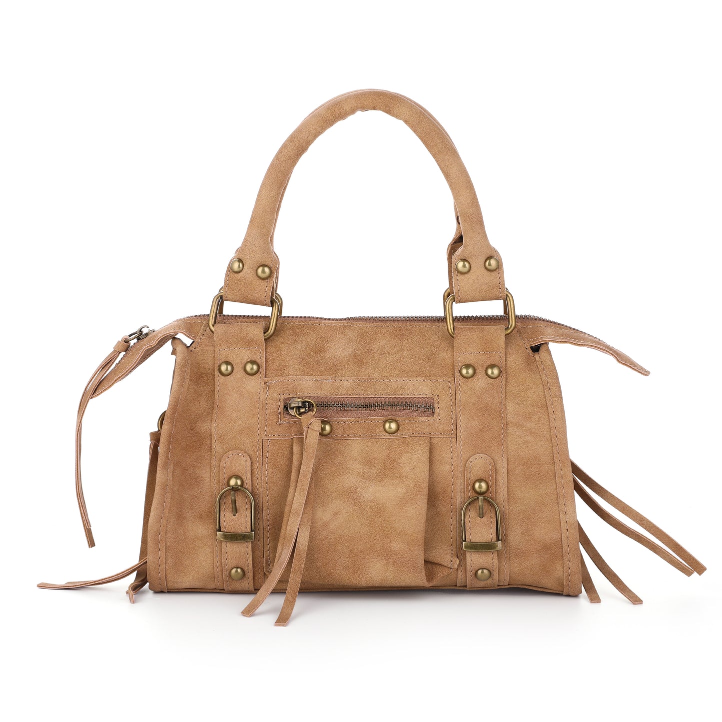 Faux suède handtas camel M