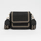 Crossbody tas met bewerkte strap zwart