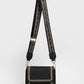 Crossbody tas met bewerkte strap zwart