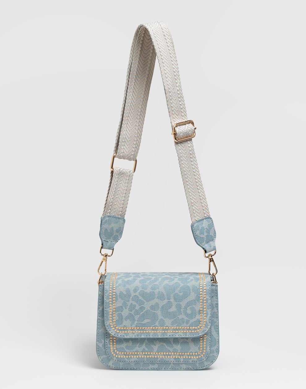 Crossbody-Tasche mit bearbeitetem Gurt Leo Blau