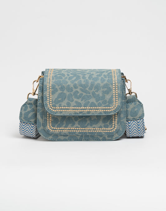 Crossbody tas met bewerkte strap leo groen