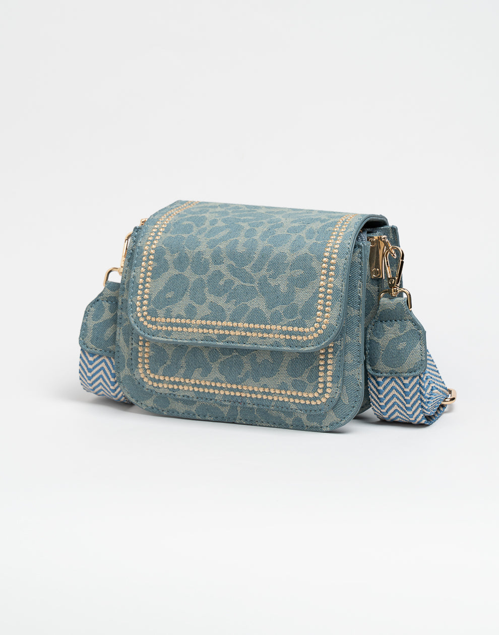 Crossbody tas met bewerkte strap leo groen