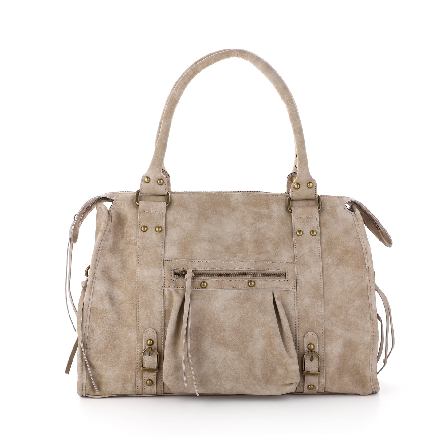 Faux suède handtas beige L