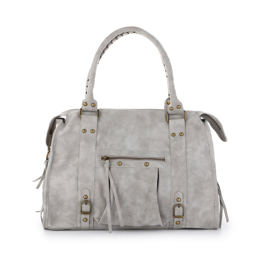 Faux suède handtas grijs L