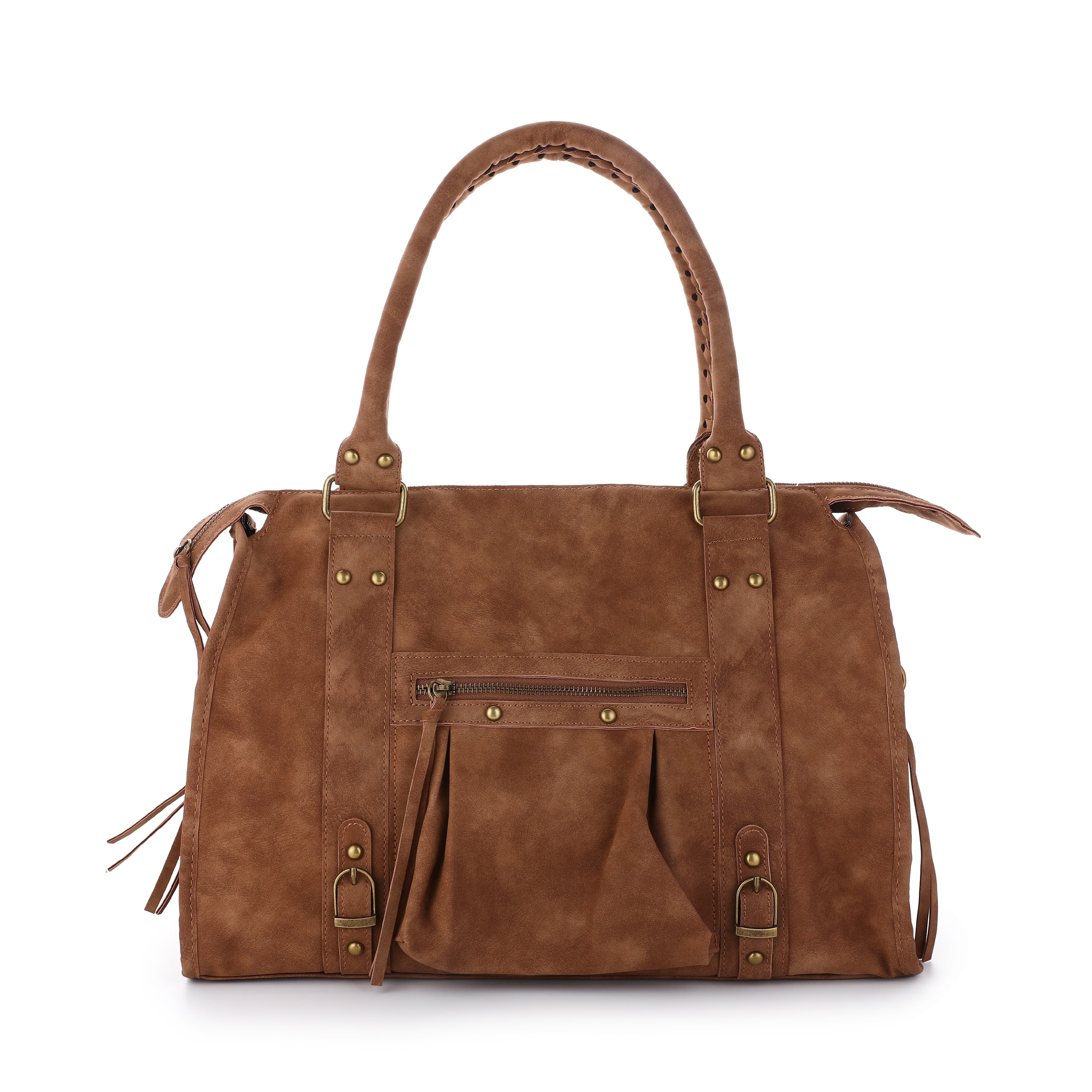 Faux suède handtas bruin L