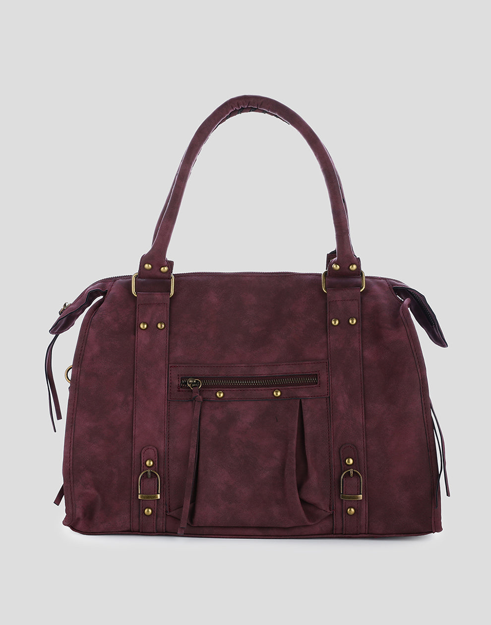Faux suède handtas bordeaux L