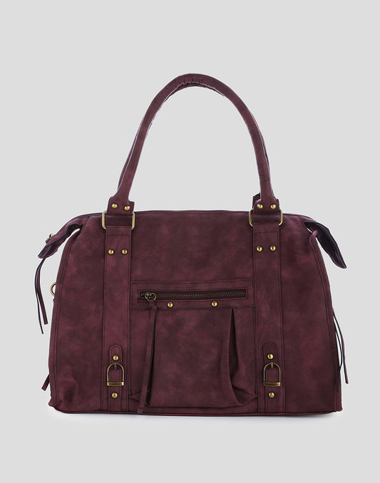 Faux suède handtas bordeaux L