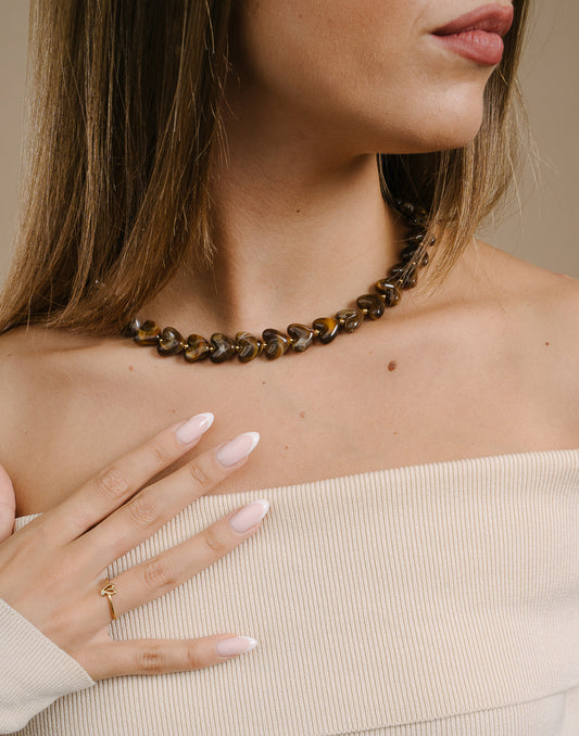 Hartjes kralenketting bruin