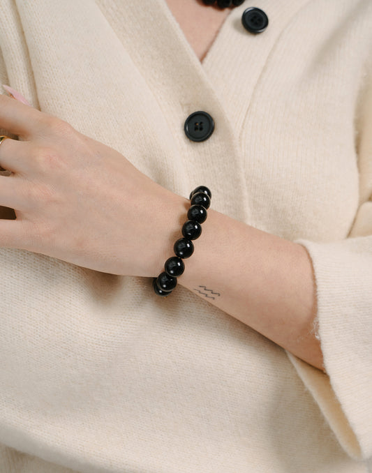 black beaded bracelet