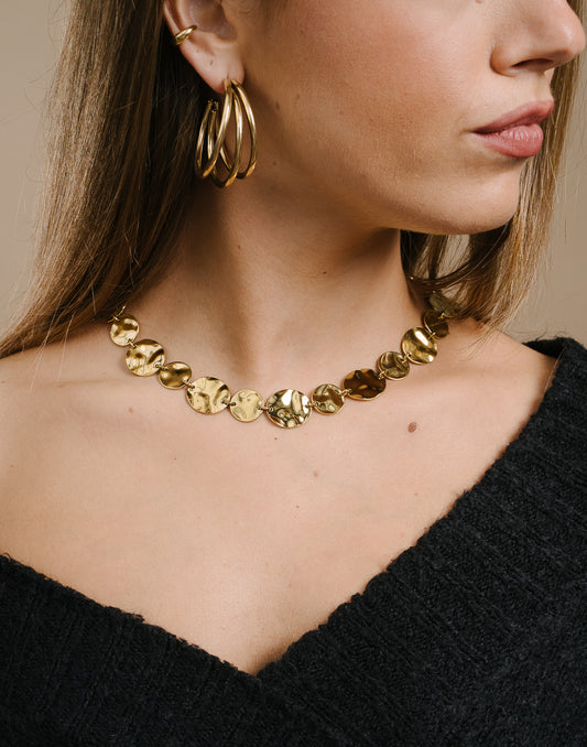 Dreifacher Creolenring, dünn, 40 mm, goldfarben