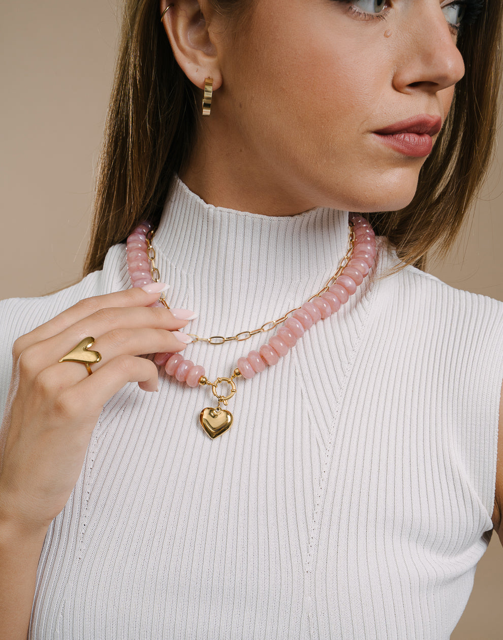 Lose Anhänger, massives Herz, goldfarben