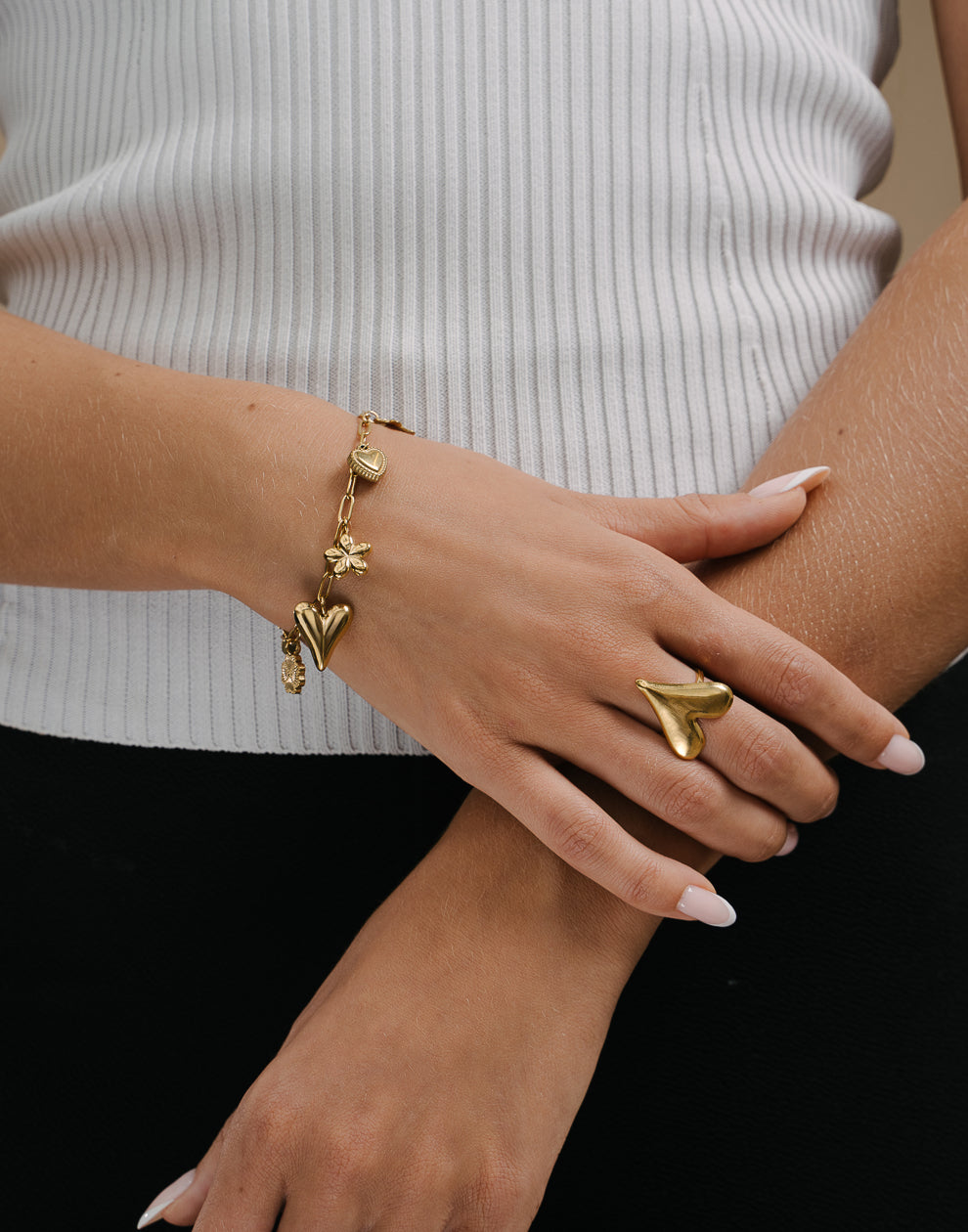 Vintage-Herzring, goldfarben