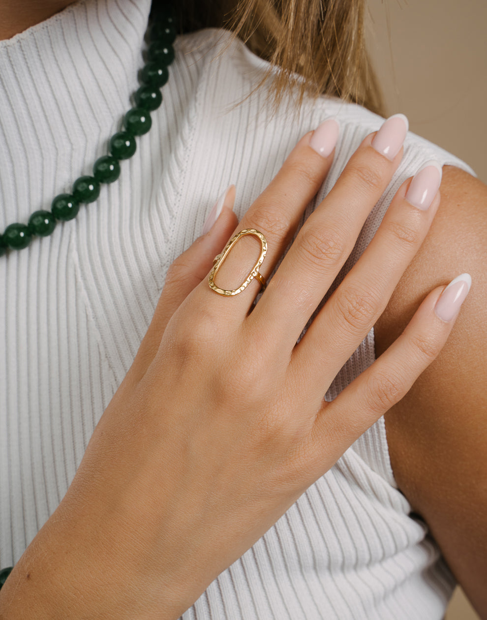 Vintage-Ring, offener ovaler Ring, goldfarben