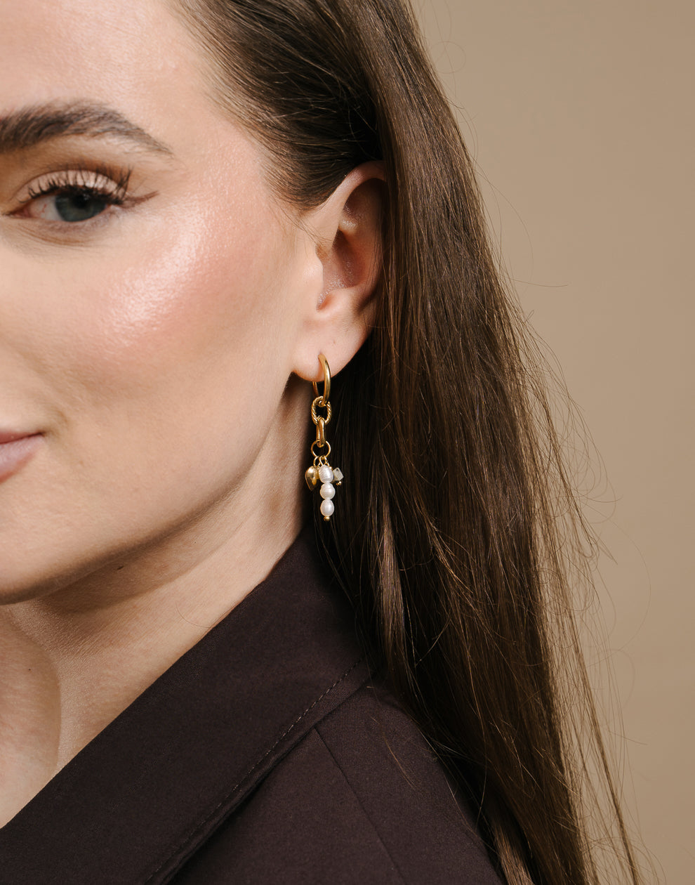 Ohrringglieder, herzförmige Perlen, goldfarben