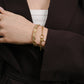 Armband mit doppeltem Herz und Perle, goldfarben