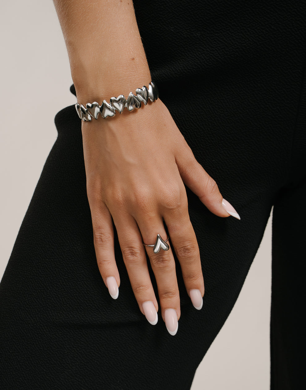 Vintage-Herzring, silberfarben