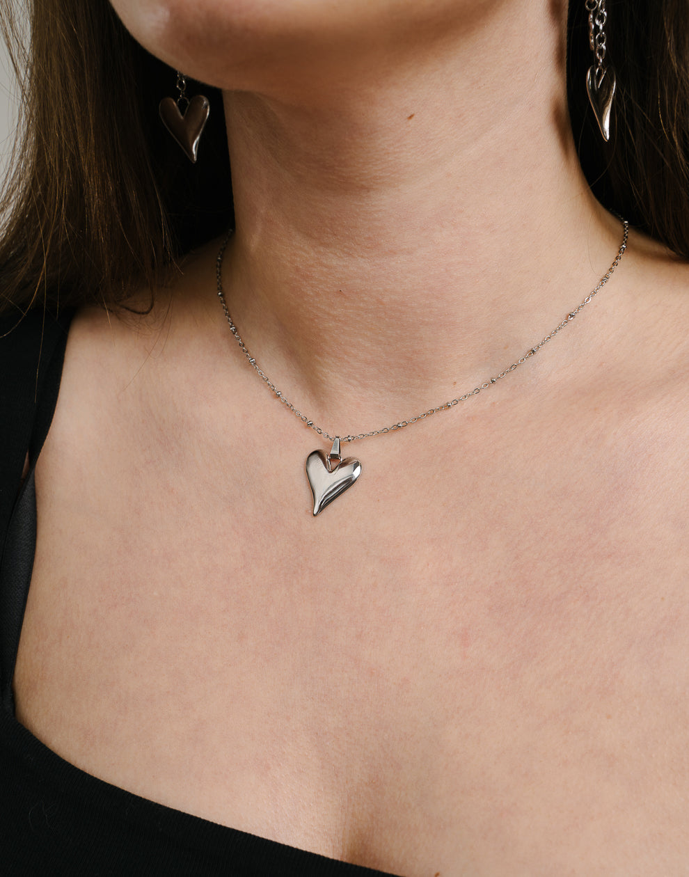 Ketting statement hart zilverkleurig