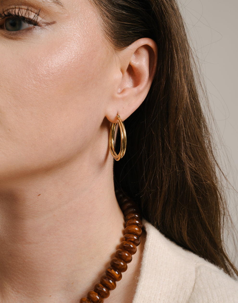 Fijne hoops gevlochten 3cm goudkleurig