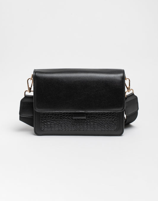 Crossbody tas croco zwart