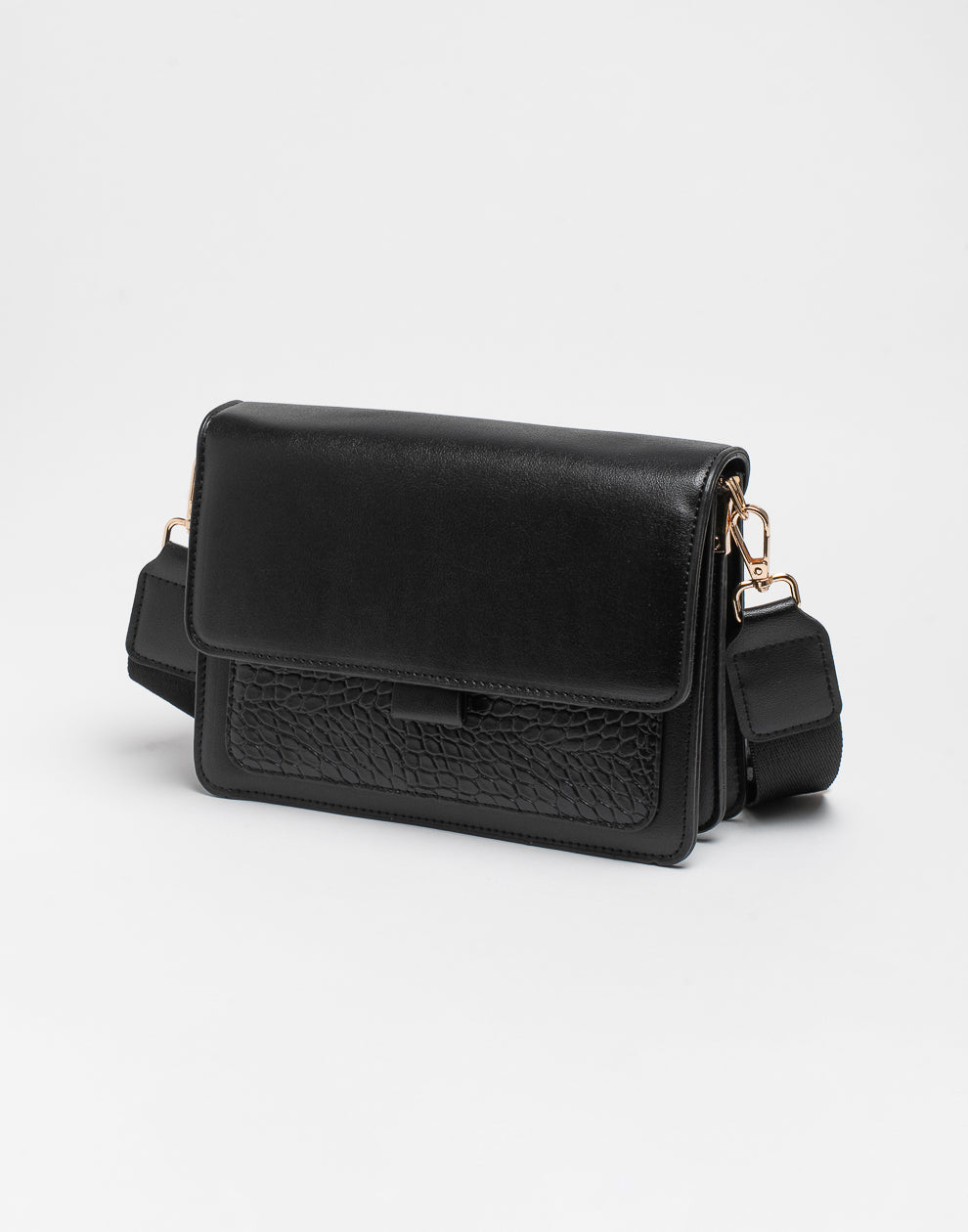 Crossbody tas croco zwart