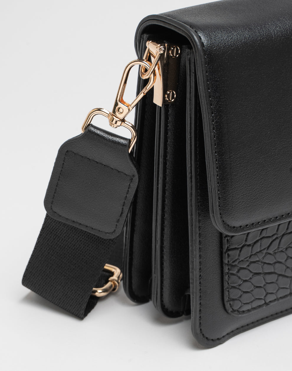 Crossbody tas croco zwart