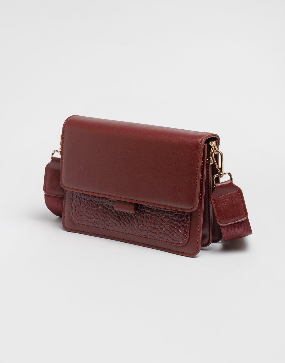 Crossbody tas croco bordeaux