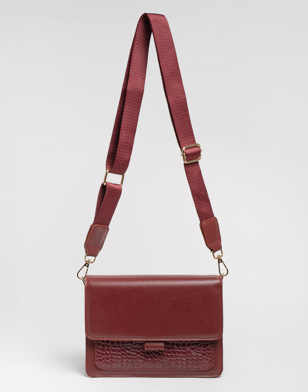 Crossbody tas croco bordeaux