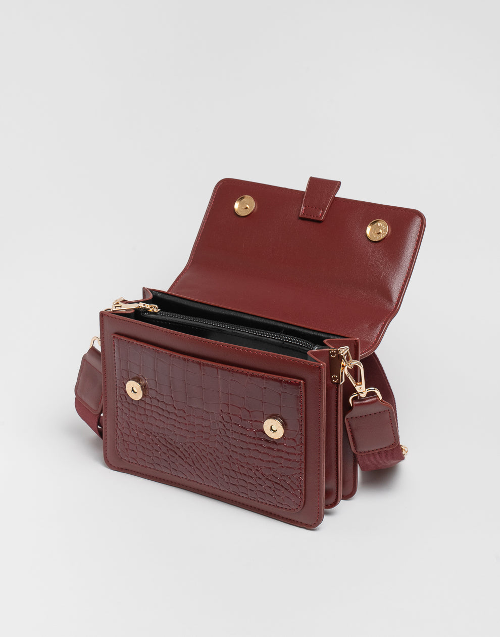 Crossbody tas croco bordeaux