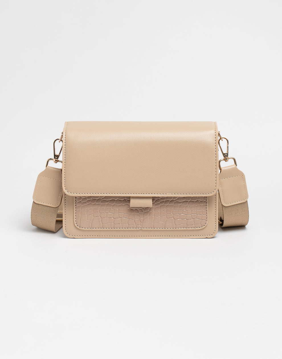 Crossbody tas croco beige