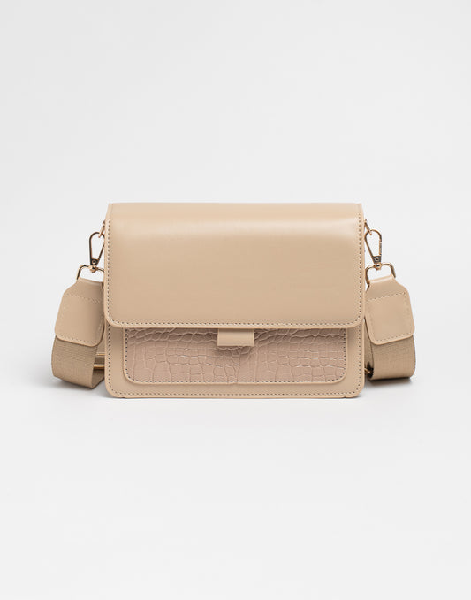 Crossbody tas croco beige