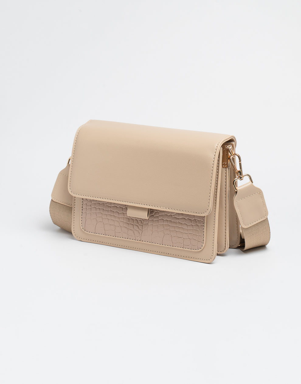 Crossbody tas croco beige