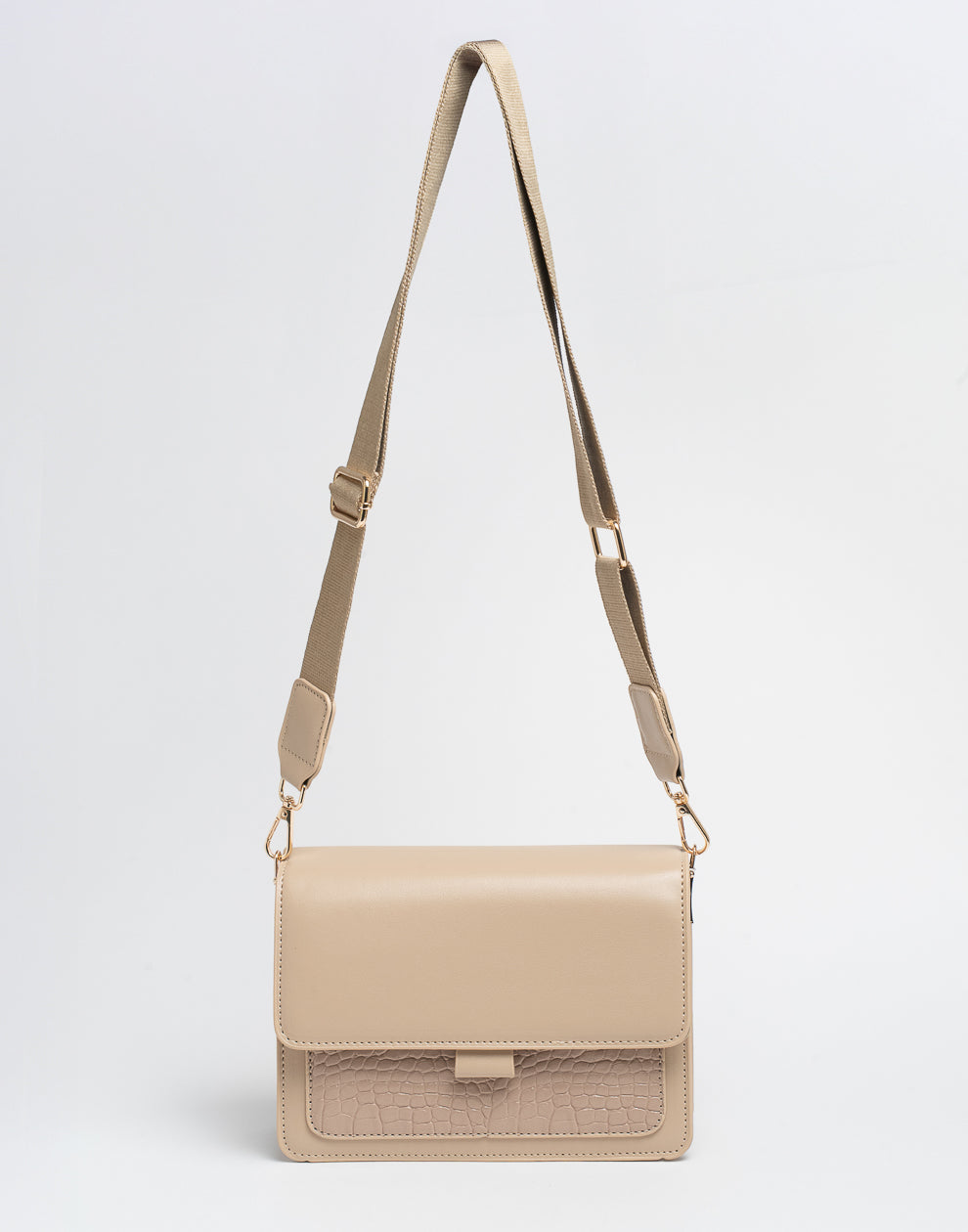 Crossbody tas croco beige