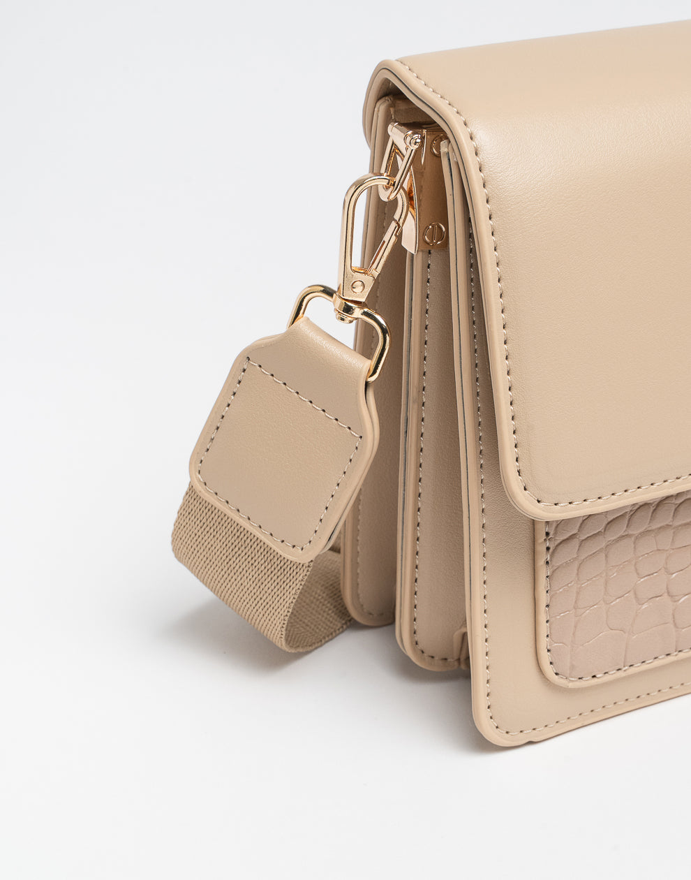 Crossbody tas croco beige