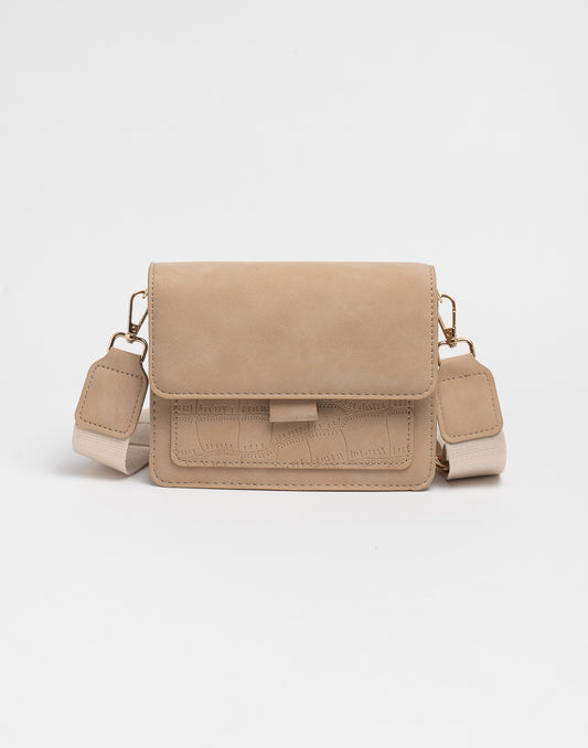 Crossbody tas faux suède beige