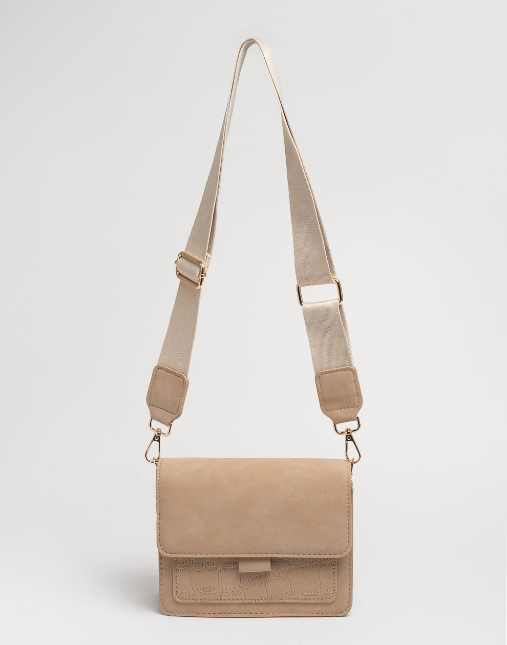 Crossbody tas faux suède beige