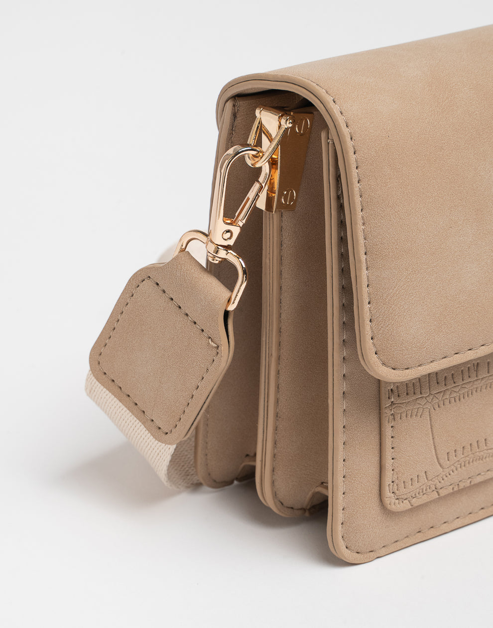 Crossbody tas faux suède beige