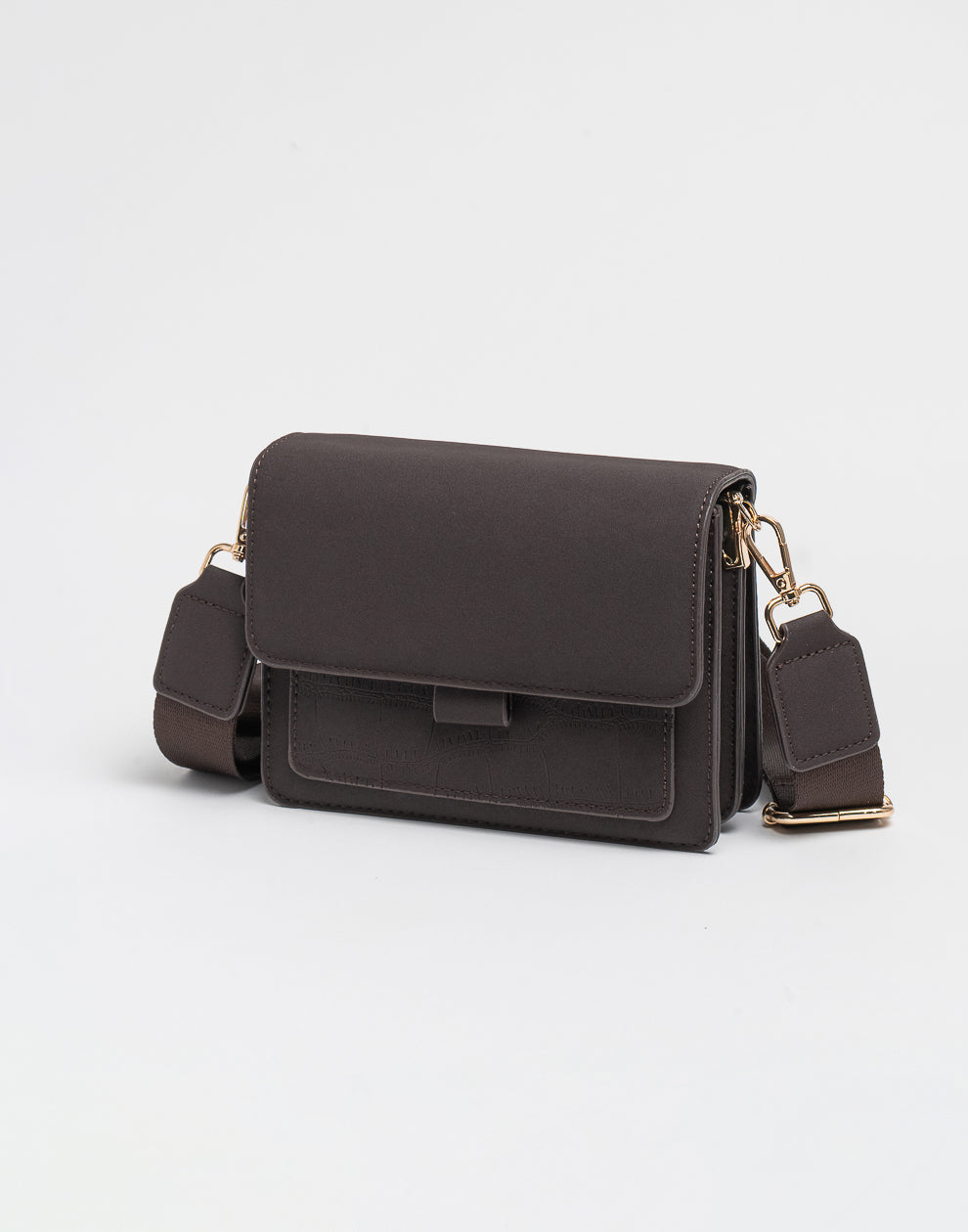 Crossbody tas faux suède coffee