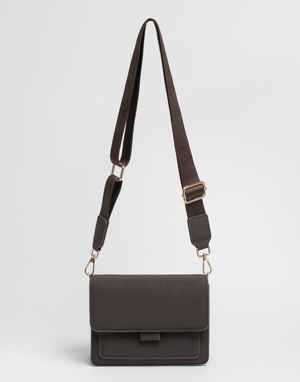 Crossbody tas faux suède coffee