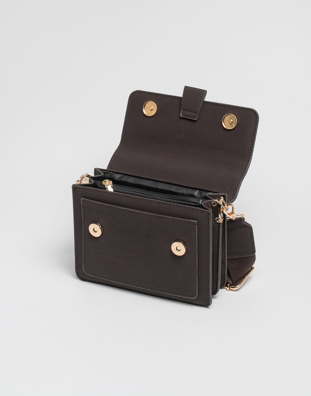 Crossbody tas faux suède coffee