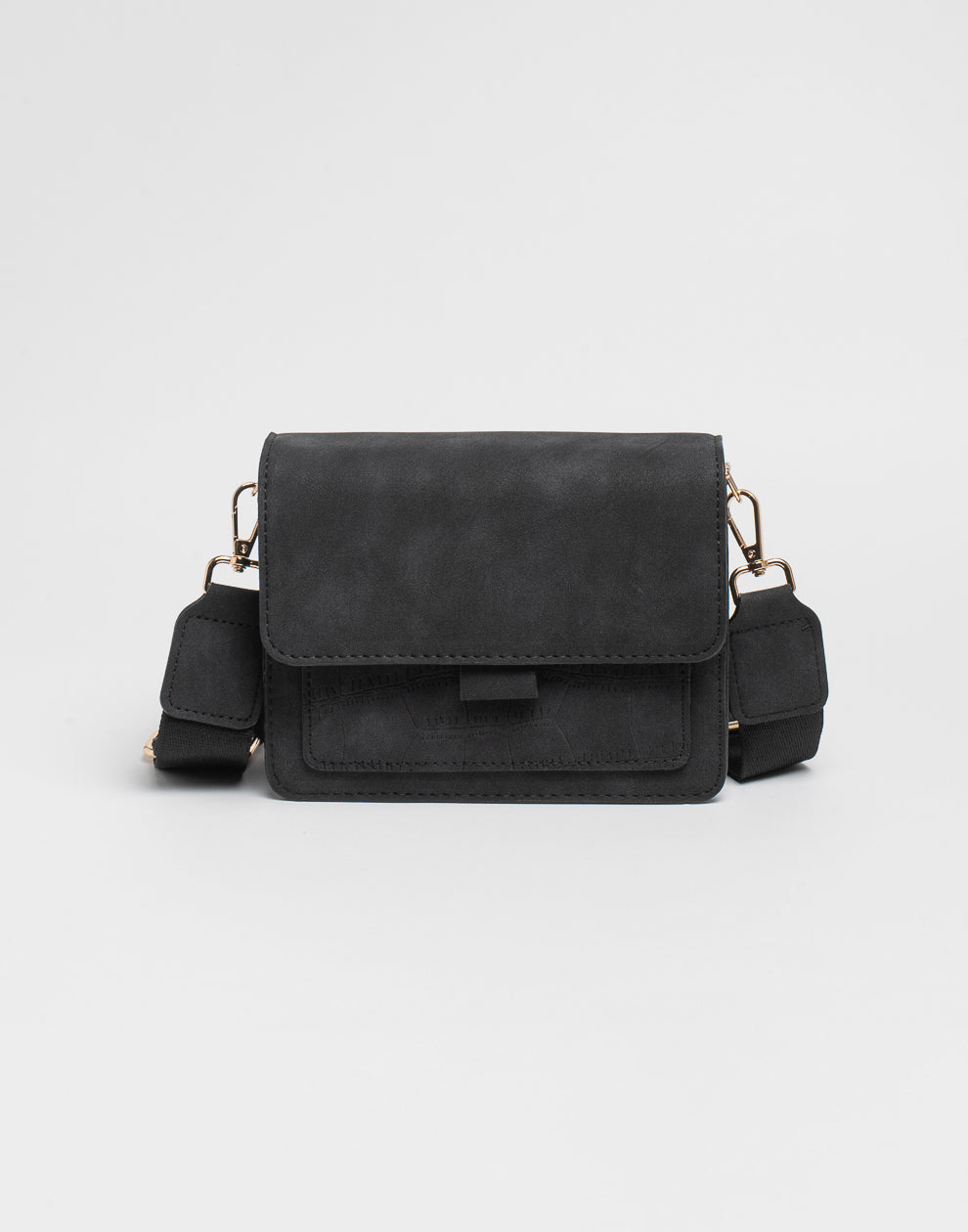 Crossbody tas faux suède zwart