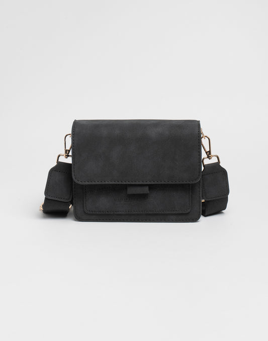 Crossbody tas faux suède zwart