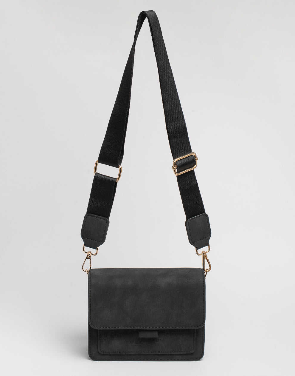 Crossbody tas faux suède zwart