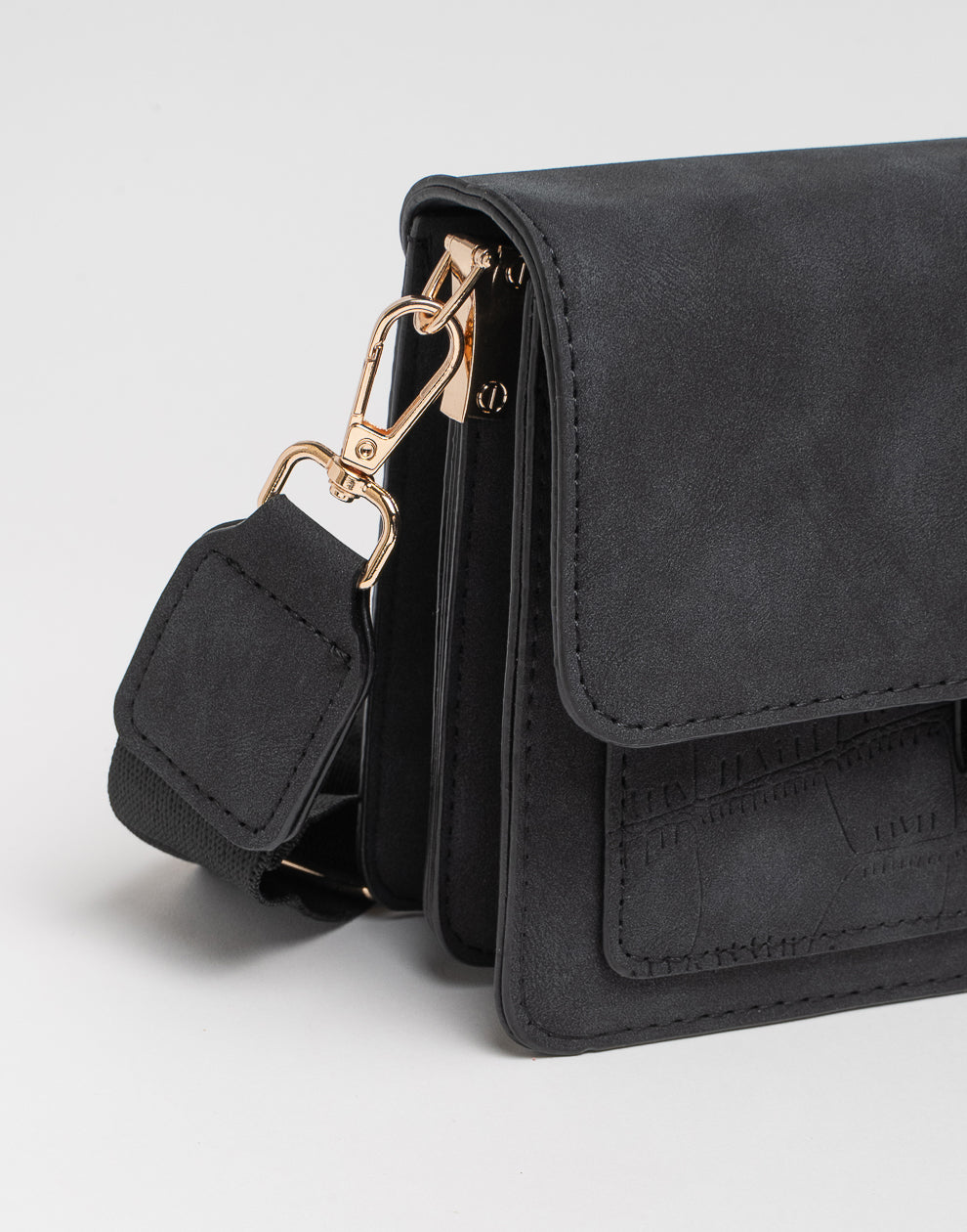 Crossbody tas faux suède zwart