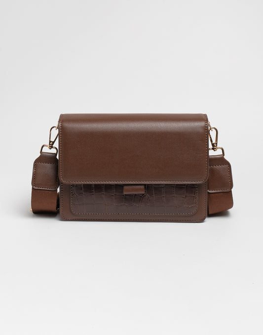 Crossbody tas croco bruin