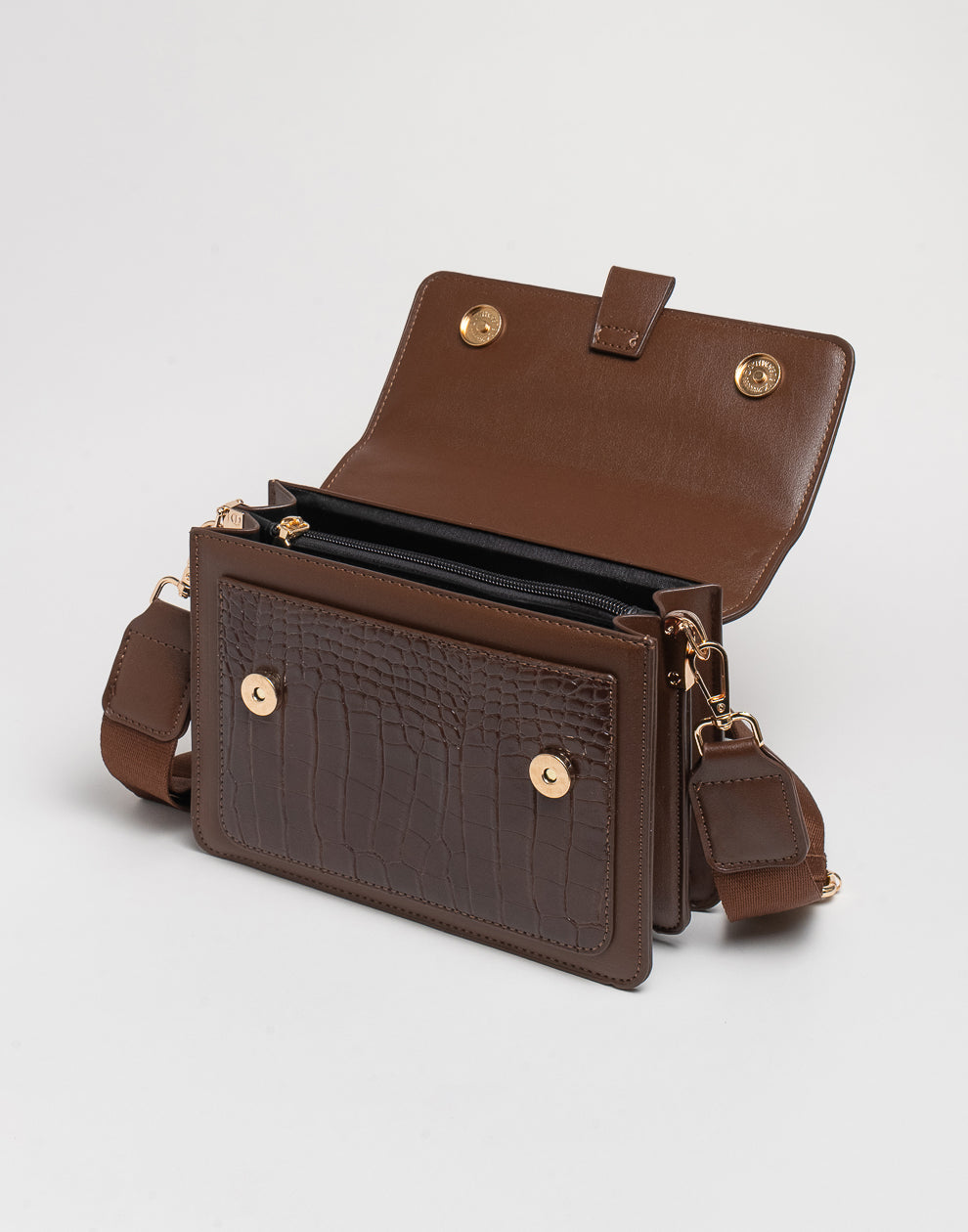 Crossbody tas croco bruin